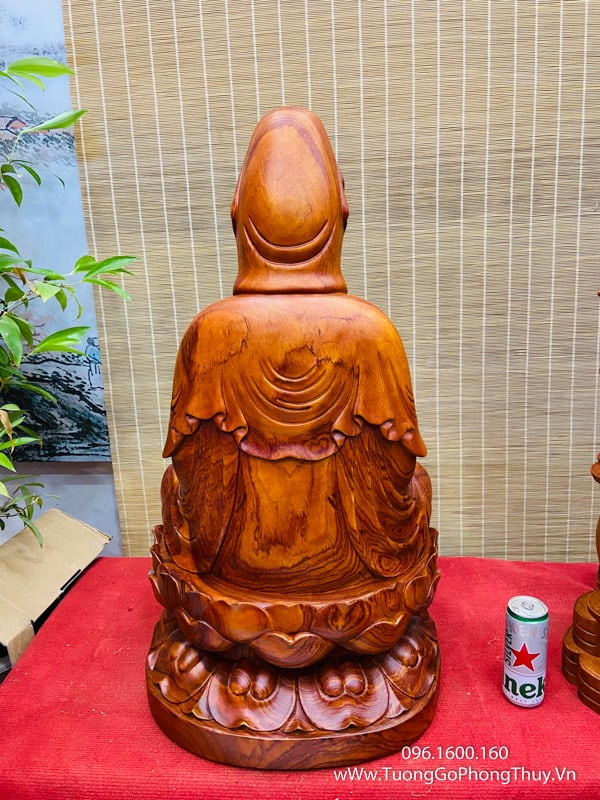 Tượng Phật Quan âm ngồi đài sen đẹp gỗ hương