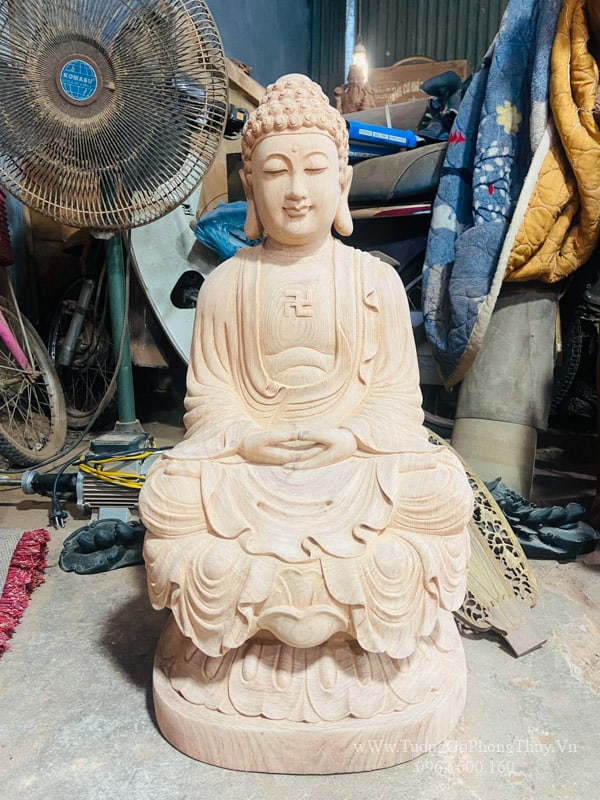 Tượng Phật A Di Đà bằng gỗ đẹp chuẩn thờ