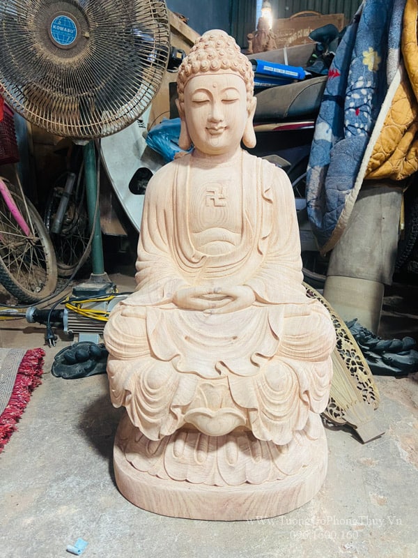 Tượng Phật A Di Đà bằng gỗ đẹp chuẩn thờ