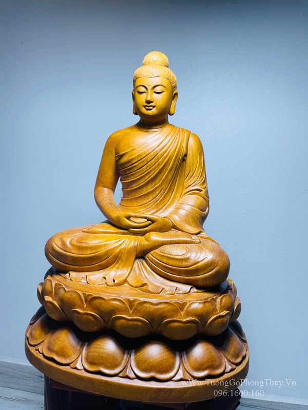 Tượng Phật Thích Ca bằng gỗ đục đẹp chuẩn thờ!